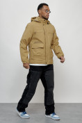 Оптом Куртка спортивная мужская весенняя с капюшоном бежевого цвета 88028B в Казани, фото 11