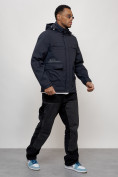 Оптом Куртка спортивная мужская весенняя с капюшоном темно-синего цвета 88028TS в Екатеринбурге, фото 10