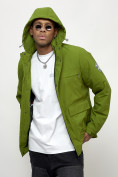 Оптом Куртка спортивная мужская весенняя с капюшоном зеленого цвета 88028Z в Казани, фото 10