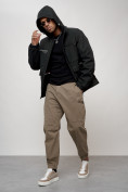 Оптом Куртка спортивная мужская весенняя с капюшоном черного цвета 88029Ch в Казани, фото 13