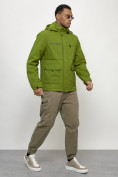 Оптом Куртка спортивная мужская весенняя с капюшоном зеленого цвета 88029Z в Казани, фото 11
