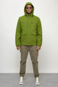 Оптом Куртка спортивная мужская весенняя с капюшоном зеленого цвета 88029Z в Казани, фото 13