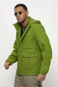 Оптом Куртка спортивная мужская весенняя с капюшоном зеленого цвета 88029Z в Казани, фото 2