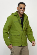 Оптом Куртка спортивная мужская весенняя с капюшоном зеленого цвета 88029Z в Казани, фото 3