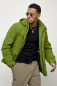 Оптом Куртка спортивная мужская весенняя с капюшоном зеленого цвета 88029Z в Казани, фото 5