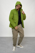 Оптом Куртка спортивная мужская весенняя с капюшоном зеленого цвета 88029Z в Казани, фото 7