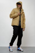 Оптом Куртка спортивная мужская весенняя с капюшоном бежевого цвета 88030B в Казани, фото 12
