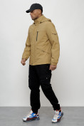 Оптом Куртка спортивная мужская весенняя с капюшоном бежевого цвета 88030B в Казани, фото 2