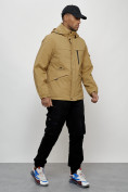 Оптом Куртка спортивная мужская весенняя с капюшоном бежевого цвета 88030B в Казани, фото 3