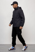 Оптом Куртка спортивная мужская весенняя с капюшоном темно-синего цвета 88030TS в Казани, фото 7