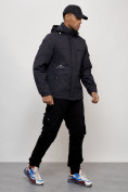 Оптом Куртка спортивная мужская весенняя с капюшоном темно-синего цвета 88030TS в Казани, фото 8