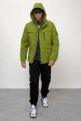 Оптом Куртка спортивная мужская весенняя с капюшоном зеленого цвета 88030Z в Екатеринбурге, фото 11