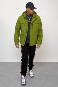 Оптом Куртка спортивная мужская весенняя с капюшоном зеленого цвета 88030Z в Казани, фото 12