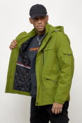 Оптом Куртка спортивная мужская весенняя с капюшоном зеленого цвета 88030Z в Казани, фото 13