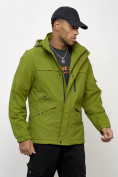 Оптом Куртка спортивная мужская весенняя с капюшоном зеленого цвета 88030Z в Казани, фото 3