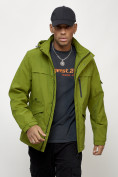 Оптом Куртка спортивная мужская весенняя с капюшоном зеленого цвета 88030Z в Екатеринбурге, фото 5