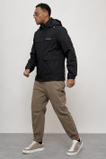 Оптом Куртка спортивная мужская весенняя с капюшоном черного цвета 88031Ch в Казани, фото 2