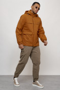 Оптом Куртка спортивная мужская весенняя с капюшоном горчичного цвета 88031G в Казани, фото 11