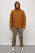 Оптом Куртка спортивная мужская весенняя с капюшоном горчичного цвета 88031G в Казани, фото 12