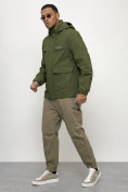 Оптом Куртка спортивная мужская весенняя с капюшоном цвета хаки 88031Kh в Казани, фото 6