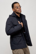 Оптом Куртка спортивная мужская весенняя с капюшоном темно-синего цвета 88031TS в Казани, фото 12
