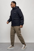 Оптом Куртка спортивная мужская весенняя с капюшоном темно-синего цвета 88031TS в Екатеринбурге, фото 2