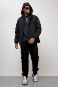 Оптом Куртка спортивная мужская весенняя с капюшоном черного цвета 88032Ch в Екатеринбурге, фото 14