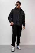 Оптом Куртка спортивная мужская весенняя с капюшоном черного цвета 88032Ch в Екатеринбурге, фото 15