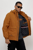 Оптом Куртка спортивная мужская весенняя с капюшоном горчичного цвета 88032G в Казани, фото 5