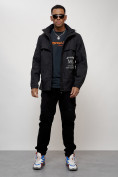 Оптом Куртка спортивная мужская весенняя с капюшоном черного цвета 88033Ch в Казани, фото 11