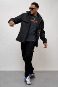 Оптом Куртка спортивная мужская весенняя с капюшоном черного цвета 88033Ch в Казани, фото 12