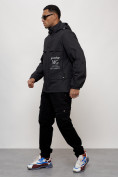 Оптом Куртка спортивная мужская весенняя с капюшоном черного цвета 88033Ch в Екатеринбурге, фото 2