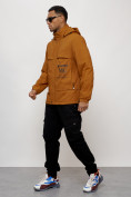 Оптом Куртка спортивная мужская весенняя с капюшоном горчичного цвета 88033G в Екатеринбурге