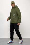 Оптом Куртка спортивная мужская весенняя с капюшоном цвета хаки 88033Kh в Казани, фото 11