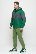 Оптом Куртка спортивная мужская с капюшоном зеленого цвета 8808Z в Казани, фото 2