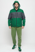 Оптом Куртка спортивная мужская с капюшоном зеленого цвета 8808Z в Казани, фото 5