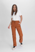 Оптом Утепленные спортивные брюки женские коричневого цвета 88148K, фото 16