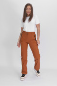 Оптом Утепленные спортивные брюки женские коричневого цвета 88148K, фото 17