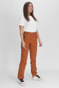 Оптом Утепленные спортивные брюки женские коричневого цвета 88148K, фото 6