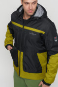 Оптом Куртка спортивная мужская с капюшоном черного цвета 8815Ch в Казани, фото 12