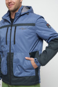 Оптом Куртка спортивная мужская с капюшоном синего цвета 8815S в Екатеринбурге, фото 10
