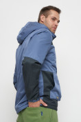 Оптом Куртка спортивная мужская с капюшоном синего цвета 8815S в Казани, фото 14