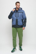 Оптом Куртка спортивная мужская с капюшоном синего цвета 8815S в Казани, фото 4