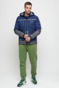 Оптом Куртка спортивная мужская с капюшоном темно-синего цвета 8815TS в Екатеринбурге, фото 4