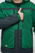 Оптом Куртка спортивная мужская с капюшоном зеленого цвета 8815Z, фото 11