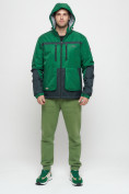 Оптом Куртка спортивная мужская с капюшоном зеленого цвета 8815Z, фото 6