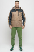 Оптом Куртка спортивная мужская с капюшоном бежевого цвета 8816B в Казани