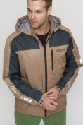 Оптом Куртка спортивная мужская с капюшоном бежевого цвета 8816B, фото 12