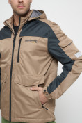 Оптом Куртка спортивная мужская с капюшоном бежевого цвета 8816B, фото 13