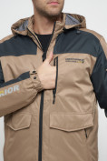 Оптом Куртка спортивная мужская с капюшоном бежевого цвета 8816B, фото 14